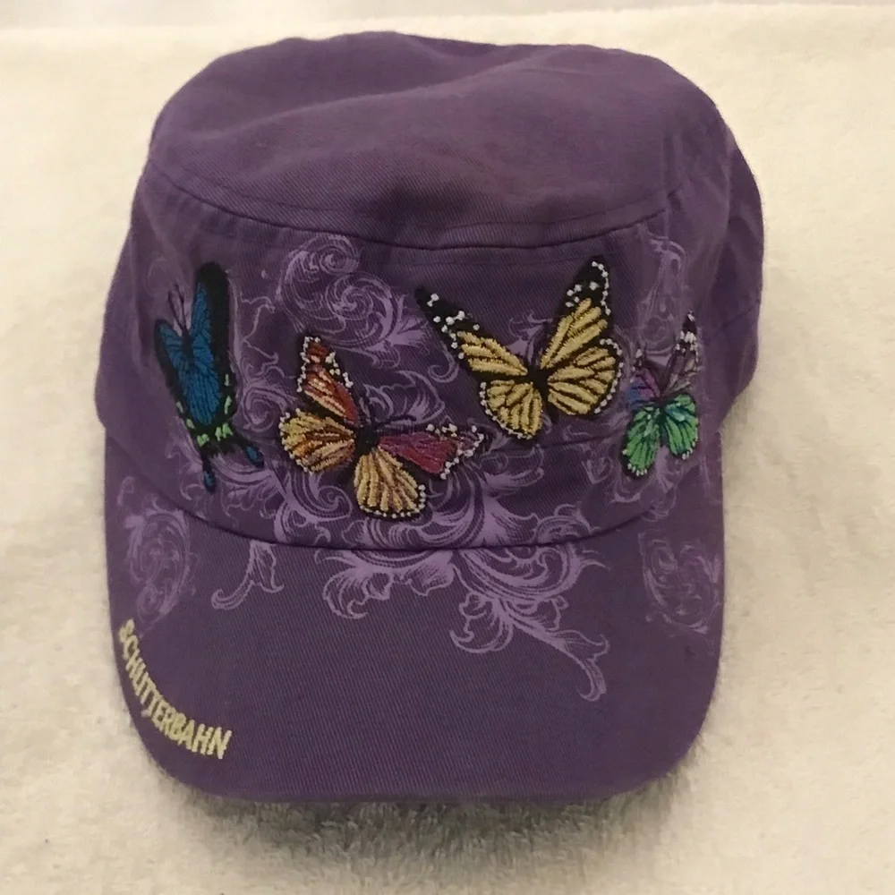 Kids Tees Adjustable Girls Purple Butterfly Cap for Schlitterbahn